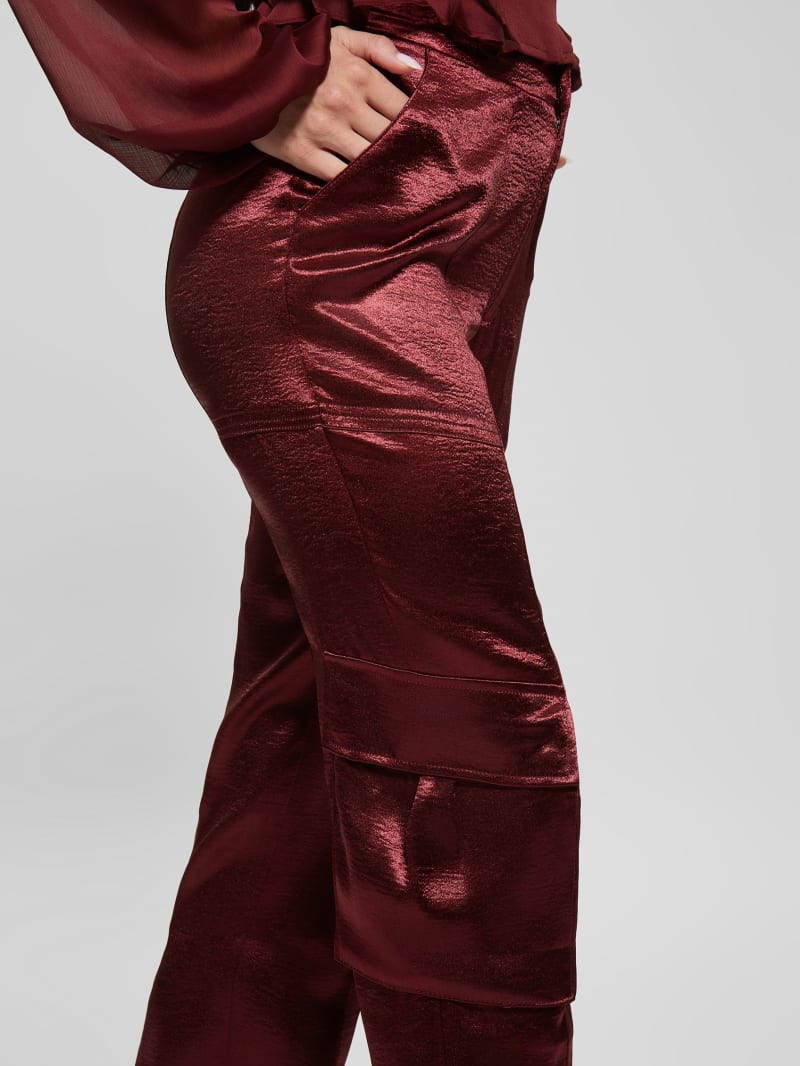 Guess Eco Soundwave Satin Cargo Pants - Mystic Wine Guess Eco Soundwave Satin Cargo Pants - Mystic Wine