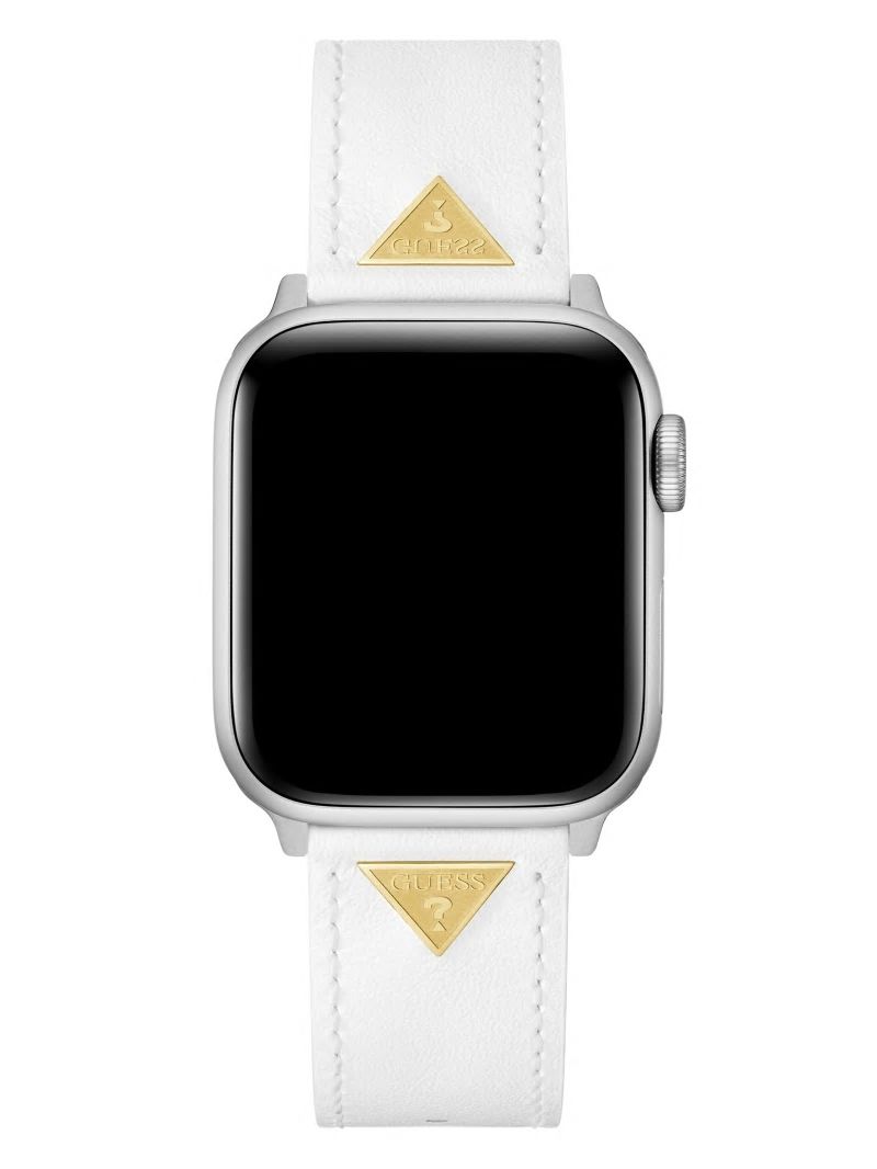Guess Gold-Tone Emblem and White Leather 38-41 mm Band for Apple Watch® - White Guess Gold-Tone Emblem and White Leather 38-41 mm Band for Apple Watch® - White