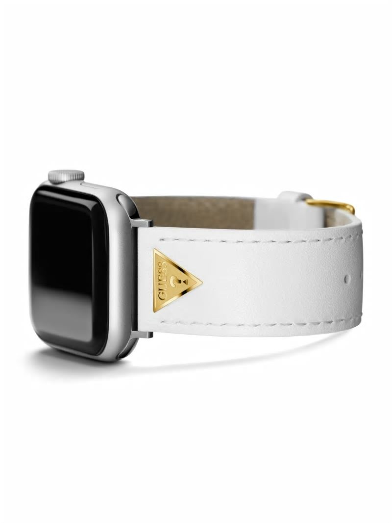 Guess Gold-Tone Emblem and White Leather 38-41 mm Band for Apple Watch® - White Guess Gold-Tone Emblem and White Leather 38-41 mm Band for Apple Watch® - White