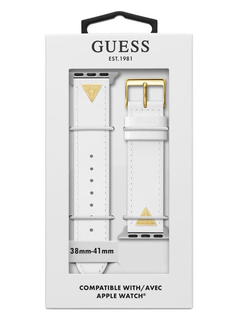 Guess Gold-Tone Emblem and White Leather 38-41 mm Band for Apple Watch® - White Guess Gold-Tone Emblem and White Leather 38-41 mm Band for Apple Watch® - White