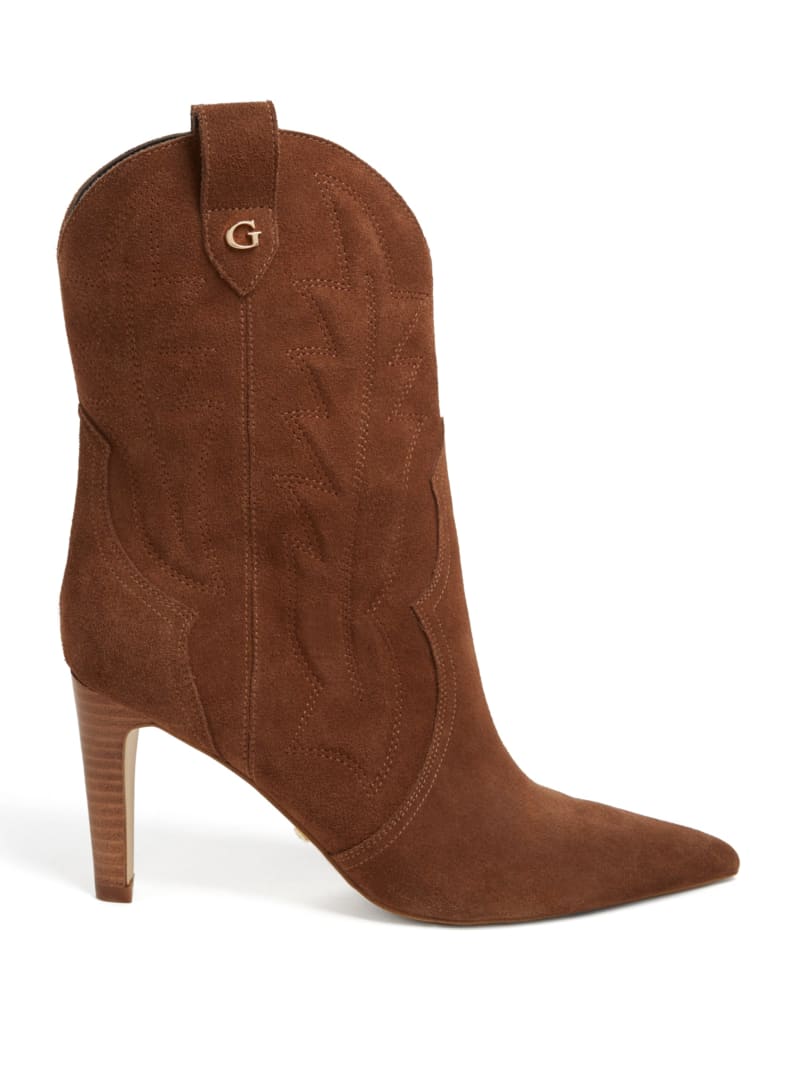 Guess Calle Suede Western Booties - Dark Brown Suede Guess Calle Suede Western Booties - Dark Brown Suede