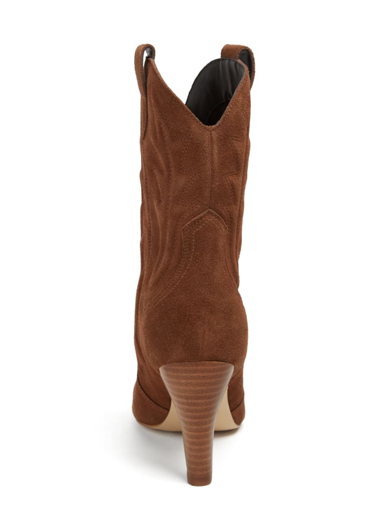 Guess Calle Suede Western Booties - Dark Brown Suede Guess Calle Suede Western Booties - Dark Brown Suede