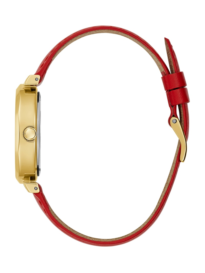 Guess Two-Tone Leather Analog Watch - Red Guess Two-Tone Leather Analog Watch - Red