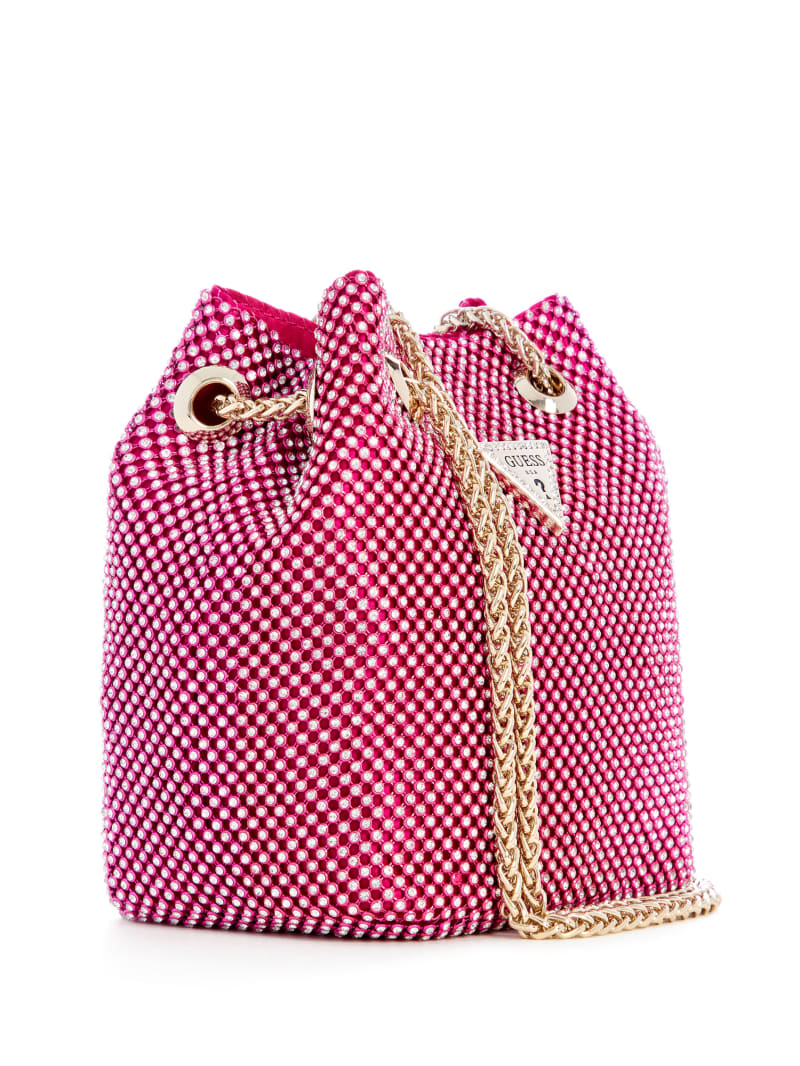 Guess Lua Rhinestone Mesh Mini Pouch Bag - Fuchsia Guess Lua Rhinestone Mesh Mini Pouch Bag - Fuchsia