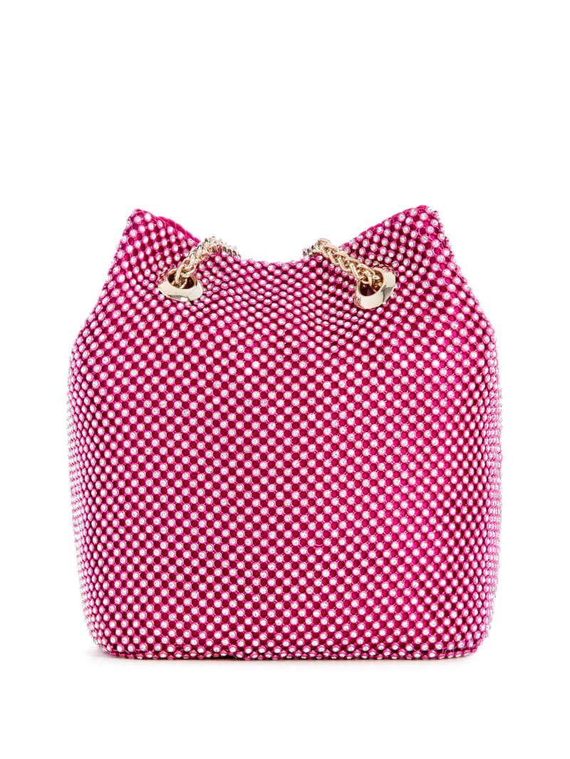 Guess Lua Rhinestone Mesh Mini Pouch Bag - Fuchsia Guess Lua Rhinestone Mesh Mini Pouch Bag - Fuchsia