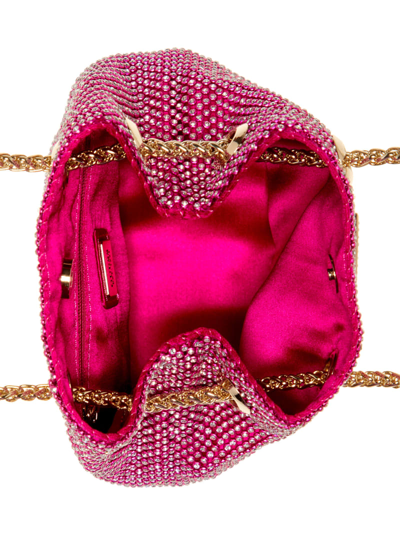 Guess Lua Rhinestone Mesh Mini Pouch Bag - Fuchsia Guess Lua Rhinestone Mesh Mini Pouch Bag - Fuchsia