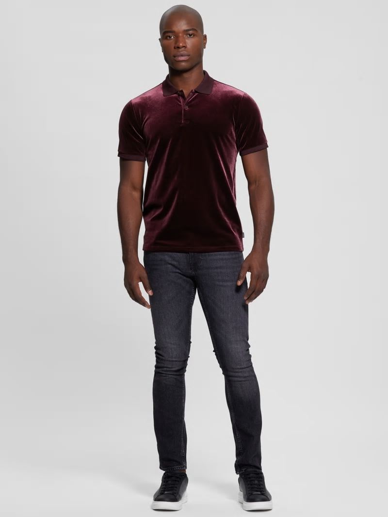 Guess Rio Liquid Velvet Polo - Red Noir Guess Rio Liquid Velvet Polo - Red Noir