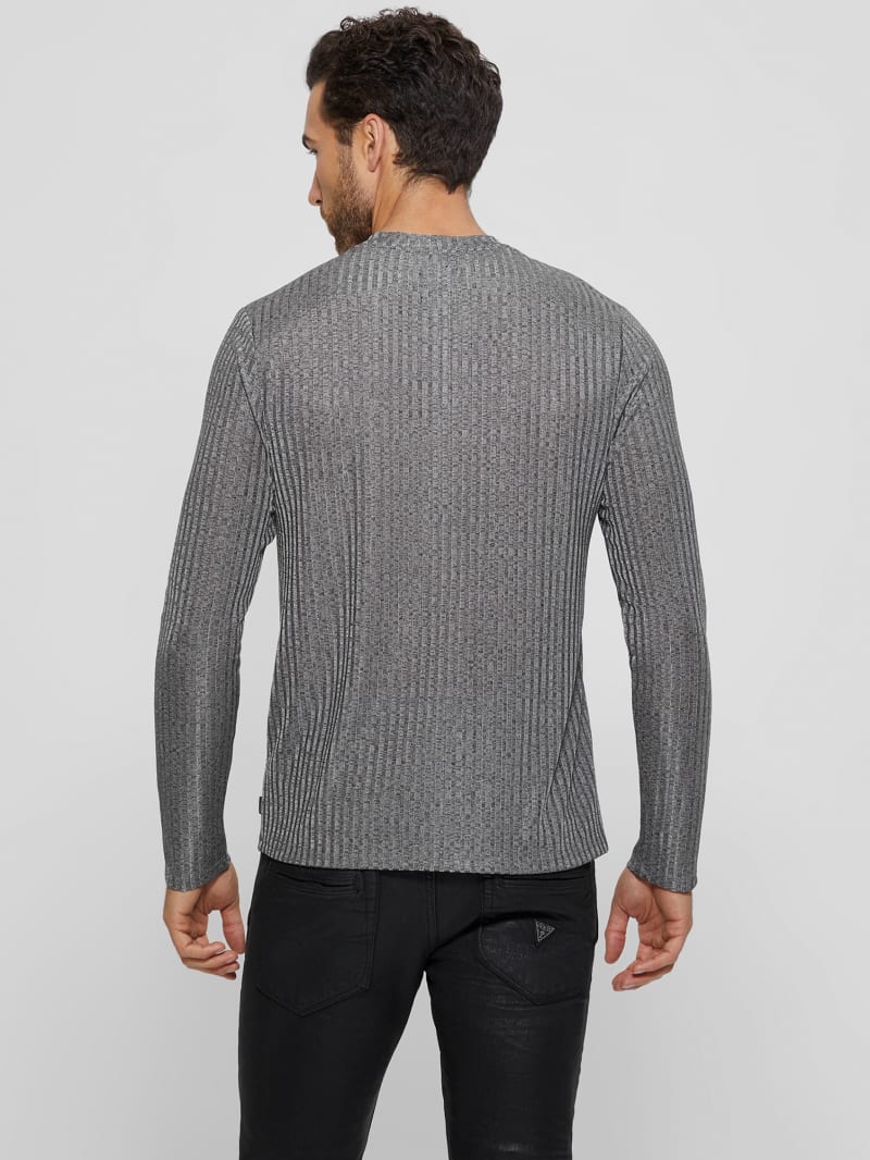 Guess Warehouse V-Neck Knit Tee - Stone Grey Multi Guess Warehouse V-Neck Knit Tee - Stone Grey Multi