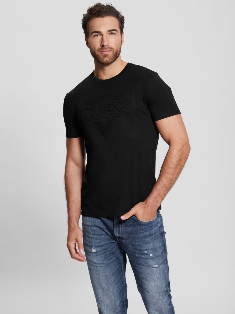 Guess Eco Embossed Logo Tee - Black Guess Eco Embossed Logo Tee - Black