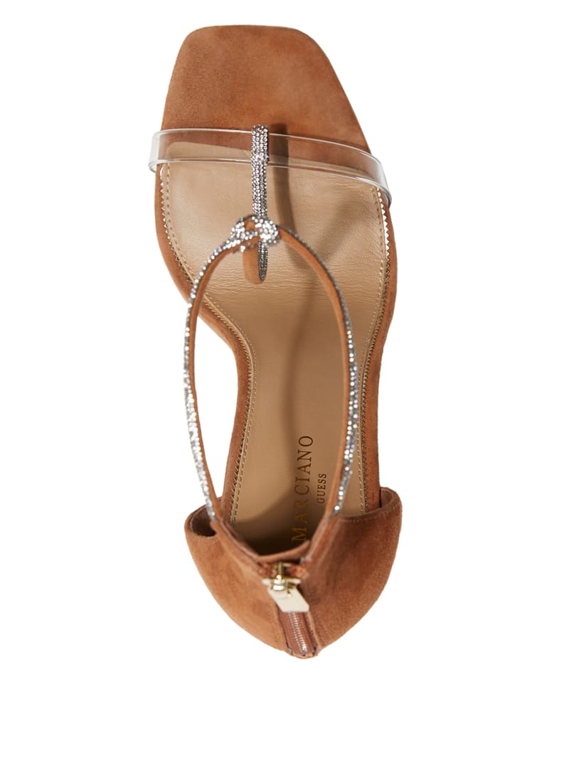Guess Olivia Embellished Heeled Sandal - Cognac Guess Olivia Embellished Heeled Sandal - Cognac