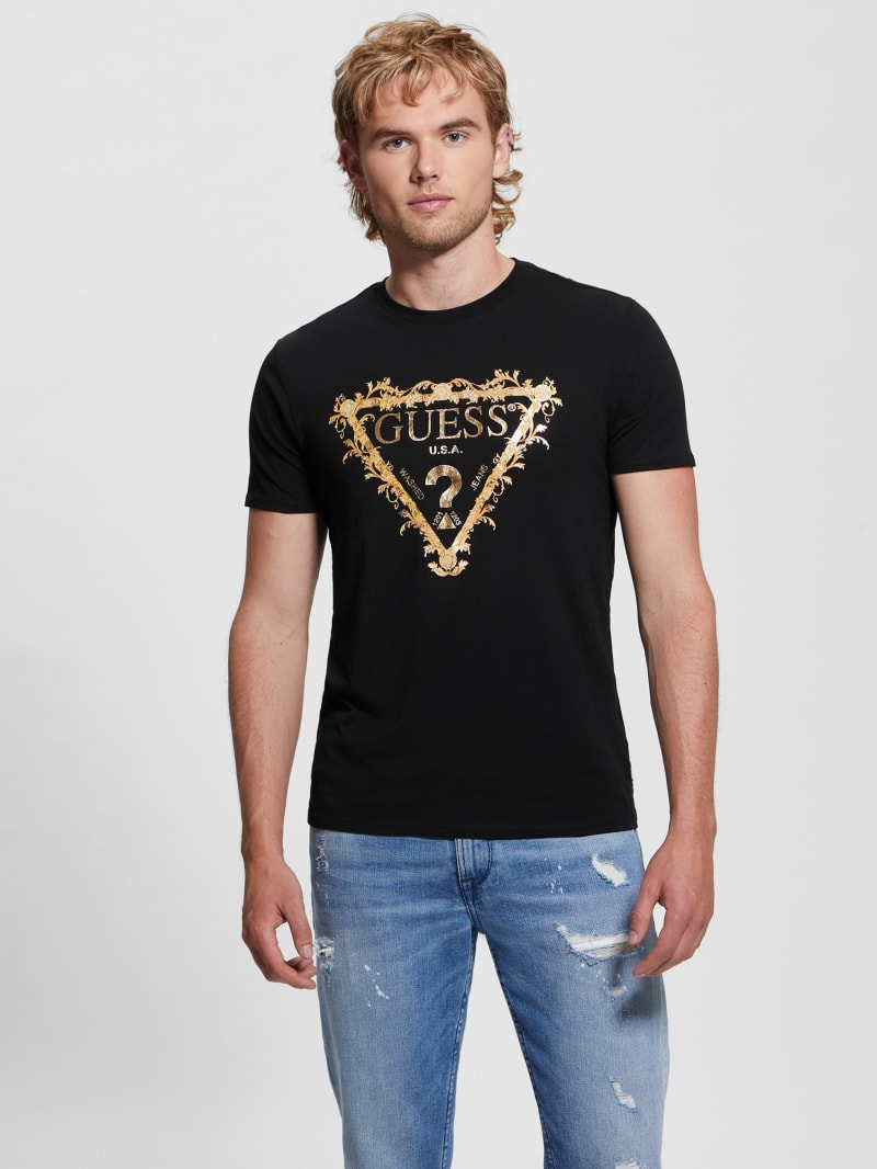 Guess Logo Tri-Scroll Tee - Black Guess Logo Tri-Scroll Tee - Black