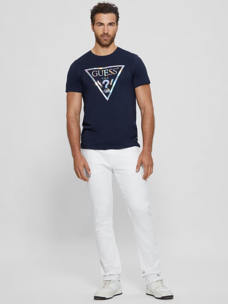 Guess Iridescent Signature Tee - Bleu éLéGant Guess Iridescent Signature Tee - Bleu éLéGant
