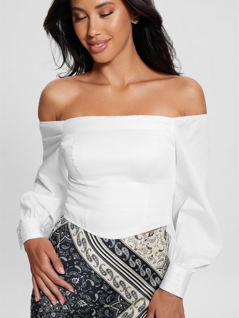 Guess Kristin Off-the-Shoulder Corset Top - Pure White Guess Kristin Off-the-Shoulder Corset Top - Pure White