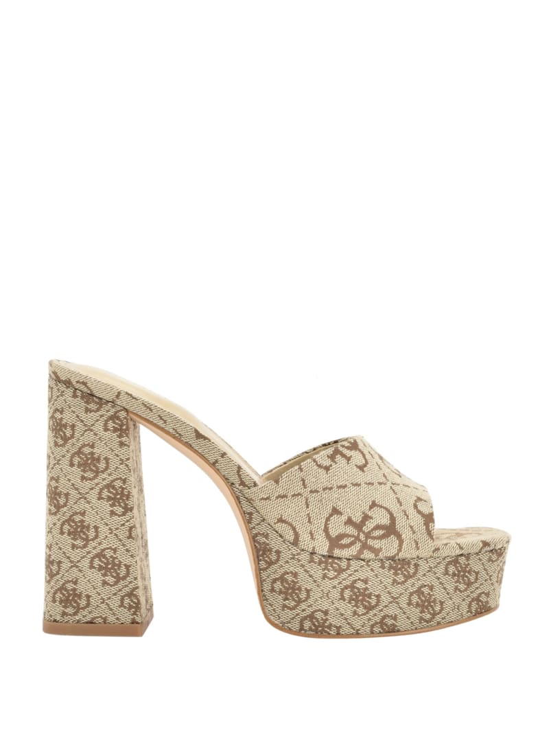 Guess Jadah Logo Platform Heels - Medium Brown Guess Jadah Logo Platform Heels - Medium Brown