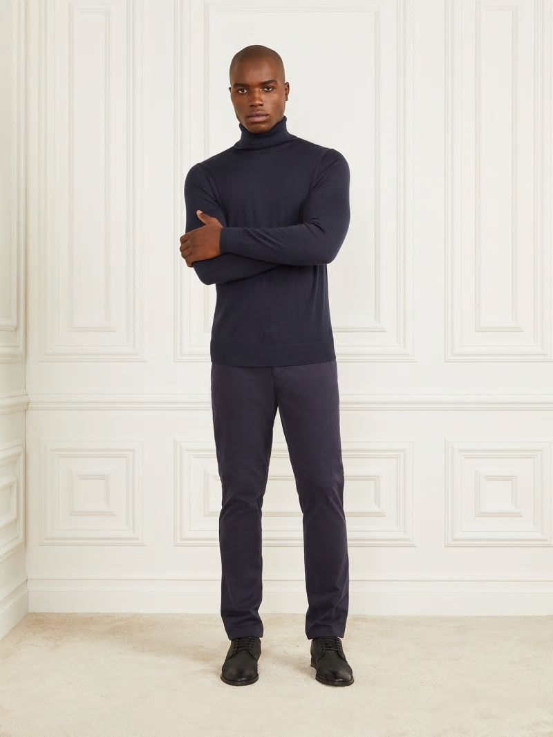 Guess Merino Wool Turtleneck Sweater - Bleu éLéGant Guess Merino Wool Turtleneck Sweater - Bleu éLéGant