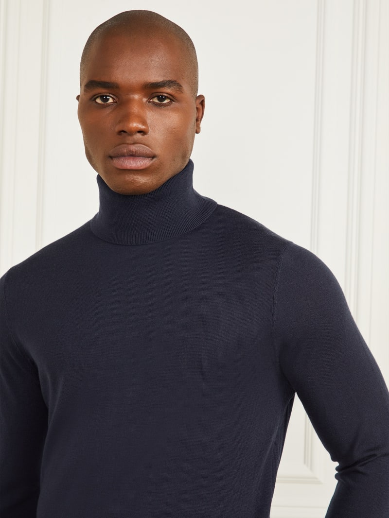 Guess Merino Wool Turtleneck Sweater - Bleu éLéGant Guess Merino Wool Turtleneck Sweater - Bleu éLéGant