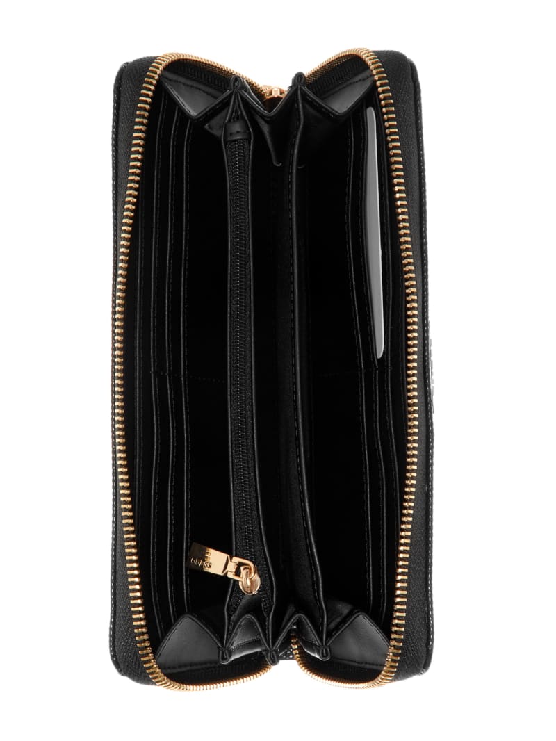 Guess Laurel Large Zip-Around Wallet - Black Floral Print Guess Laurel Large Zip-Around Wallet - Black Floral Print