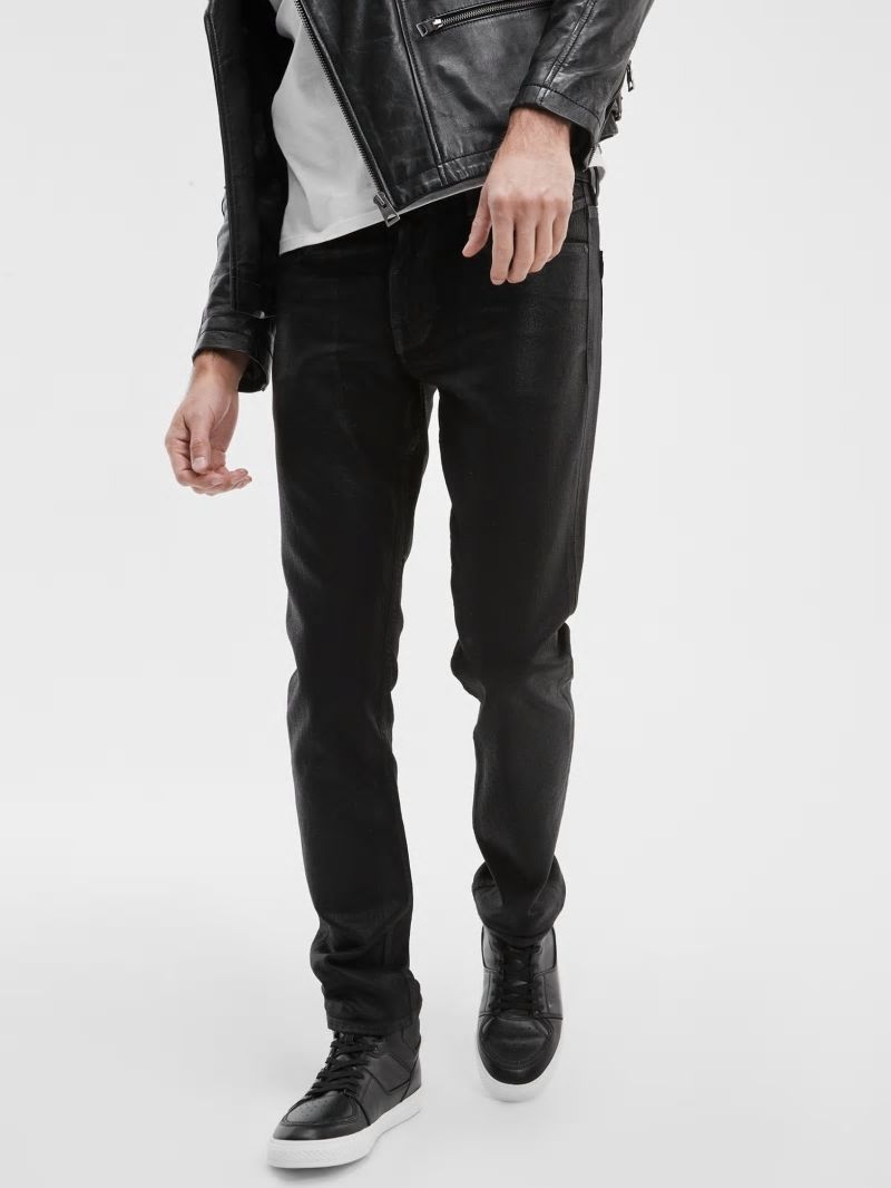 Guess Coated Tapered Jeans - Jet Black Coated Guess Coated Tapered Jeans - Jet Black Coated