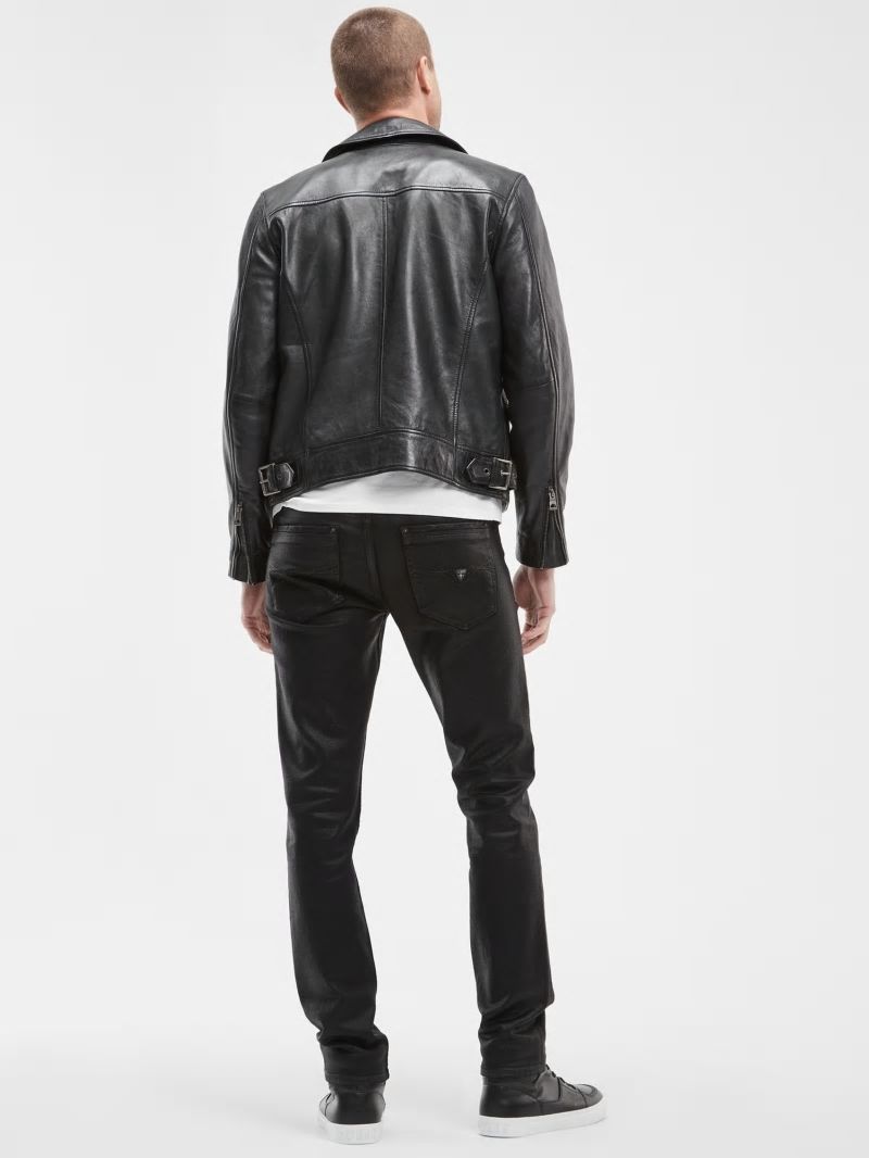 Guess Coated Tapered Jeans - Jet Black Coated Guess Coated Tapered Jeans - Jet Black Coated