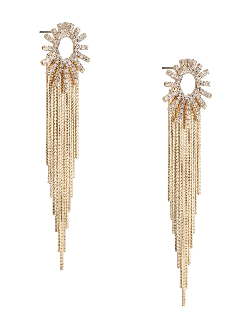 Guess 14K Gold-Plated Sunburst Fringe Earring - Silver/Gold Guess 14K Gold-Plated Sunburst Fringe Earring - Silver/Gold