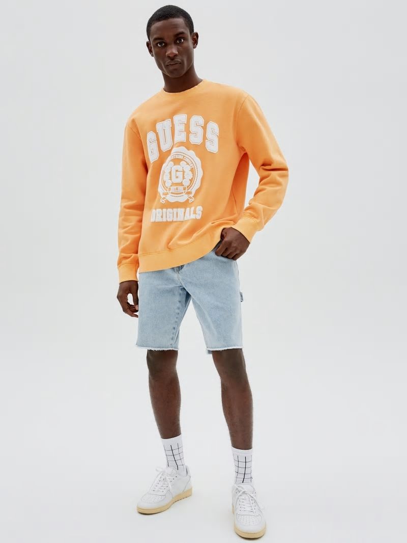 Guess GUESS Originals Logo Crewneck Pullover - Orange Candy Multi Guess GUESS Originals Logo Crewneck Pullover - Orange Candy Multi