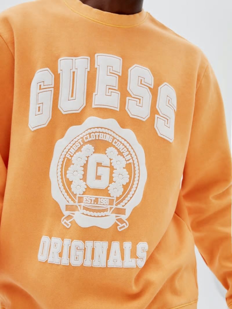 Guess GUESS Originals Logo Crewneck Pullover - Orange Candy Multi Guess GUESS Originals Logo Crewneck Pullover - Orange Candy Multi