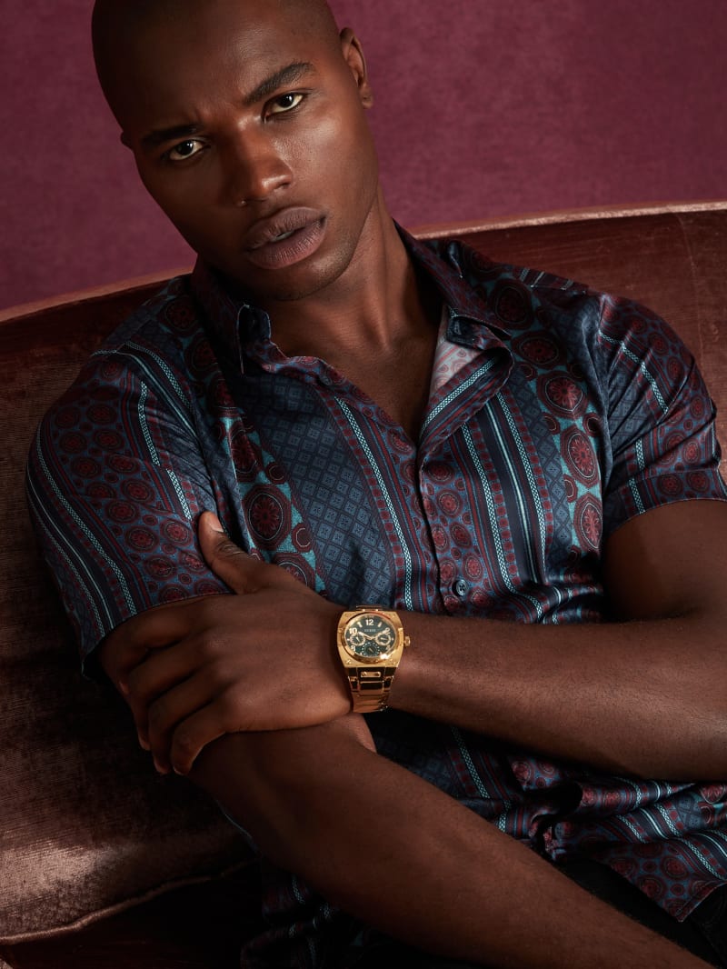 Guess Gold-Tone and Green Multifunction Watch - Gold Guess Gold-Tone and Green Multifunction Watch - Gold