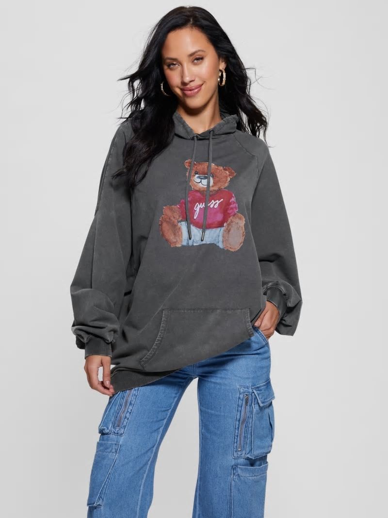 Guess Washed Oversize Hoodie - Jet Black Multi Guess Washed Oversize Hoodie - Jet Black Multi