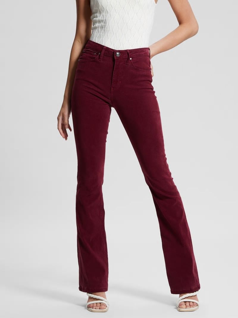 Guess Eco Sexy Flare Velvet Pants - Mystic Wine Guess Eco Sexy Flare Velvet Pants - Mystic Wine