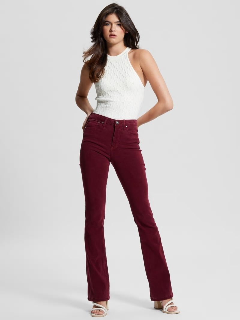 Guess Eco Sexy Flare Velvet Pants - Mystic Wine Guess Eco Sexy Flare Velvet Pants - Mystic Wine