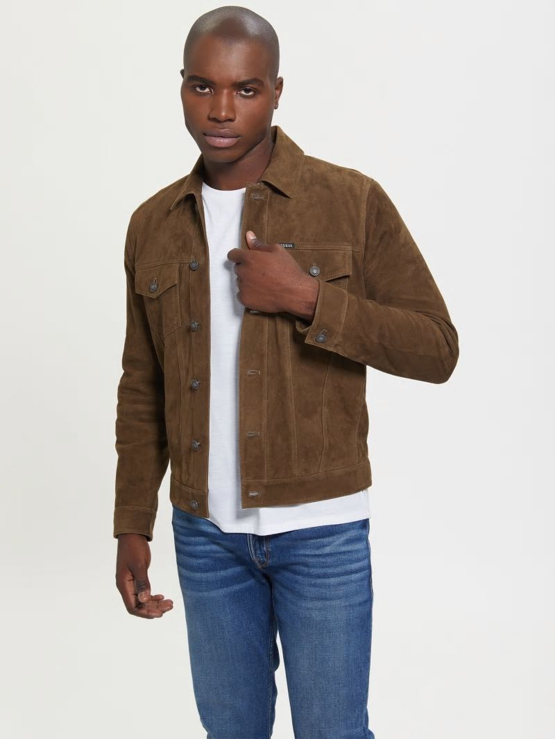 Guess Suede Trucker Jacket - Brown Multi Guess Suede Trucker Jacket - Brown Multi