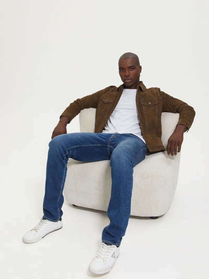 Guess Suede Trucker Jacket - Brown Multi Guess Suede Trucker Jacket - Brown Multi