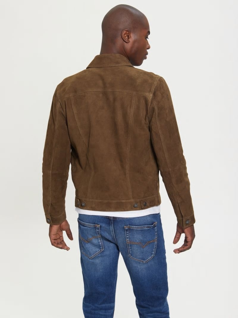 Guess Suede Trucker Jacket - Brown Multi Guess Suede Trucker Jacket - Brown Multi