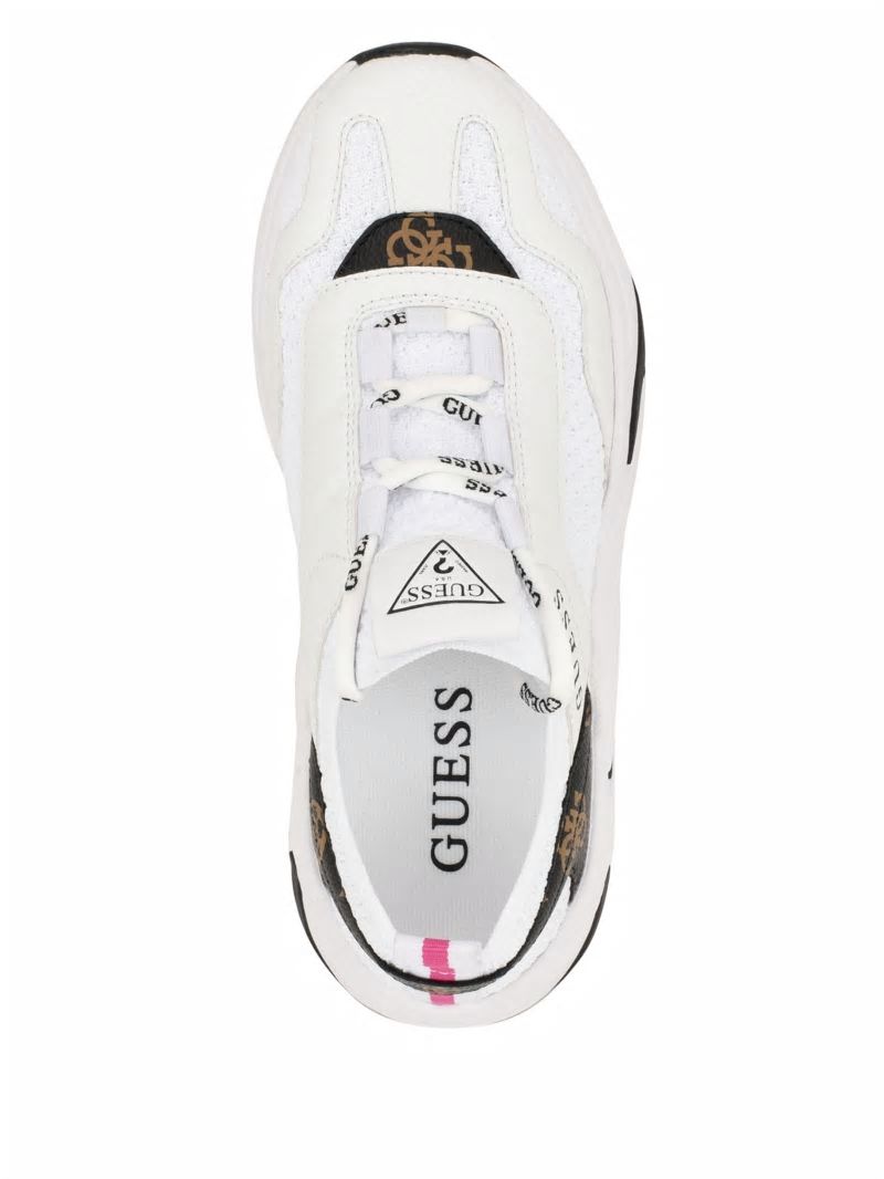 Guess Geniver Knit and Quattro G Sneakers - White Guess Geniver Knit and Quattro G Sneakers - White