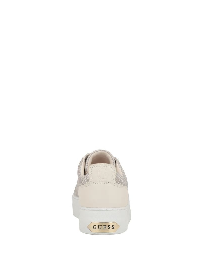 Guess Logo Print Low-Top Sneakers - Ivory 150 Guess Logo Print Low-Top Sneakers - Ivory 150