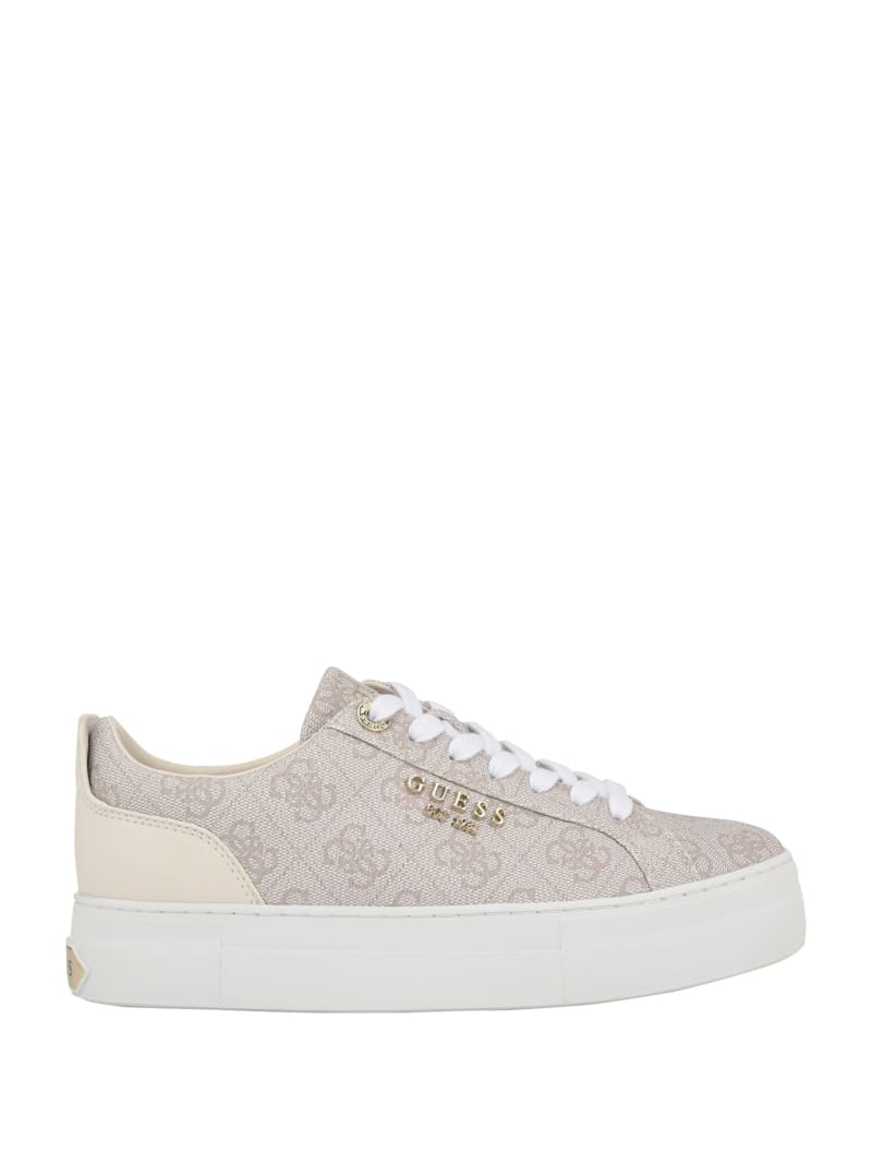 Guess Logo Print Low-Top Sneakers - Ivory 150 Guess Logo Print Low-Top Sneakers - Ivory 150