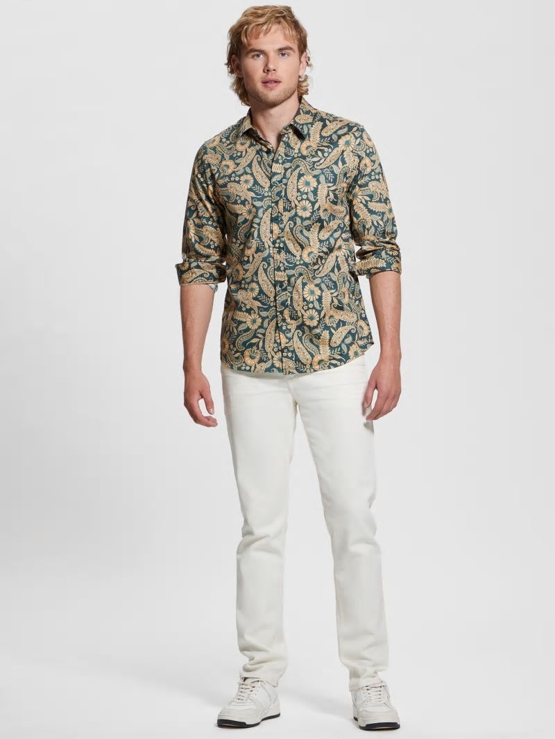 Guess Luxe Paisley Shirt - Paisley Floral Green Guess Luxe Paisley Shirt - Paisley Floral Green