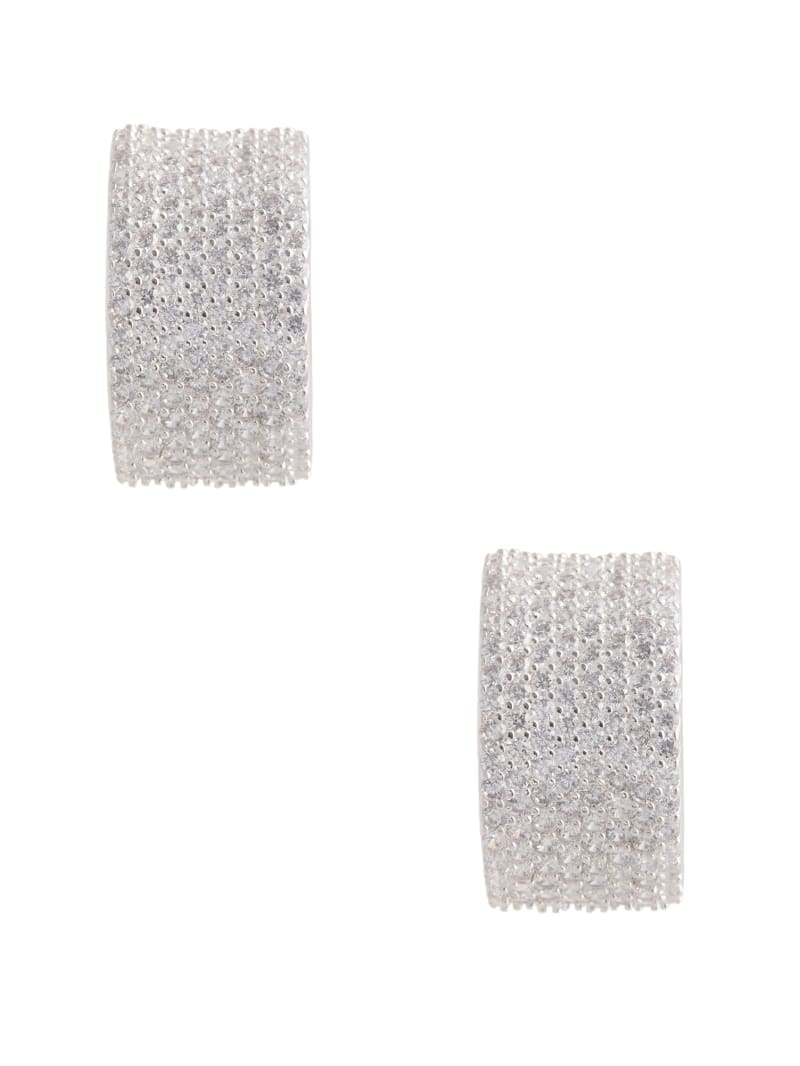 Guess Silver-Tone CZ Hoop Earrings - Silver Guess Silver-Tone CZ Hoop Earrings - Silver