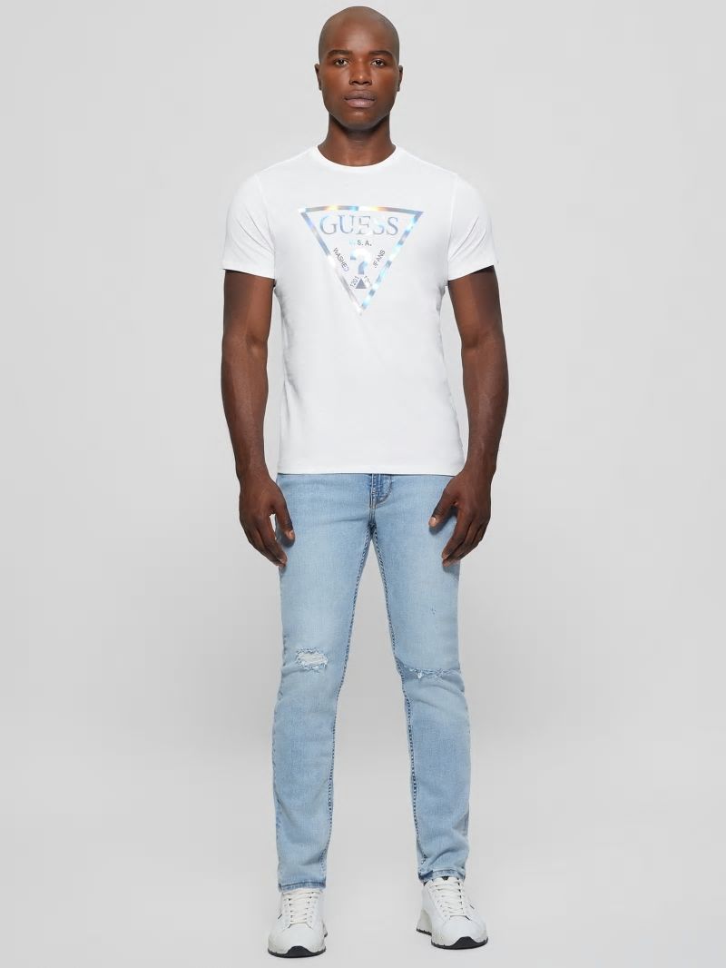 Guess Iridescent Signature Tee - Pure White Guess Iridescent Signature Tee - Pure White
