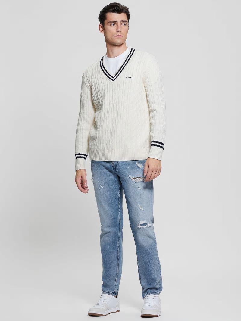 Guess Eco Briscoe Embroidered Sweater - Salt White Guess Eco Briscoe Embroidered Sweater - Salt White