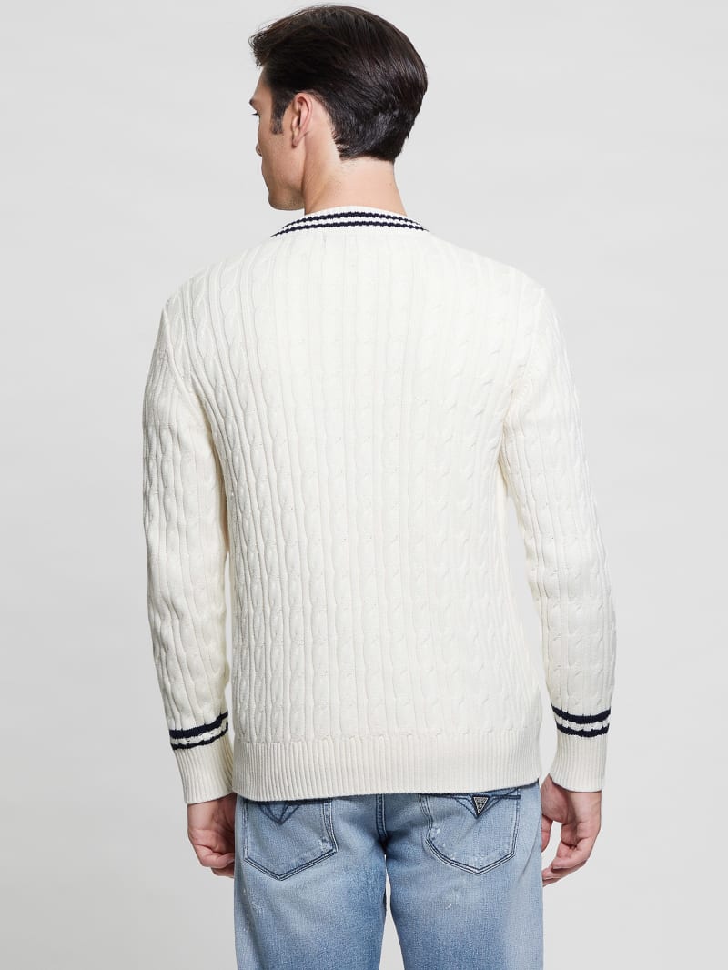 Guess Eco Briscoe Embroidered Sweater - Salt White Guess Eco Briscoe Embroidered Sweater - Salt White