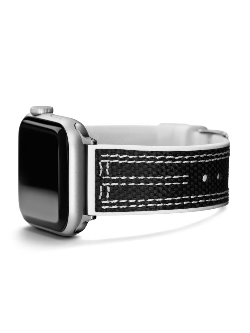 Guess Black and White Woven 42-45 mm Band for Apple Watch® - Black Guess Black and White Woven 42-45 mm Band for Apple Watch® - Black