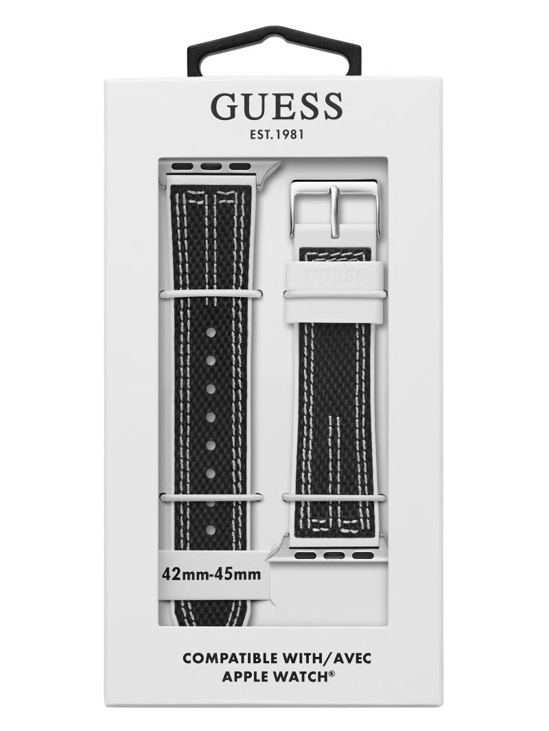 Guess Black and White Woven 42-45 mm Band for Apple Watch® - Black Guess Black and White Woven 42-45 mm Band for Apple Watch® - Black