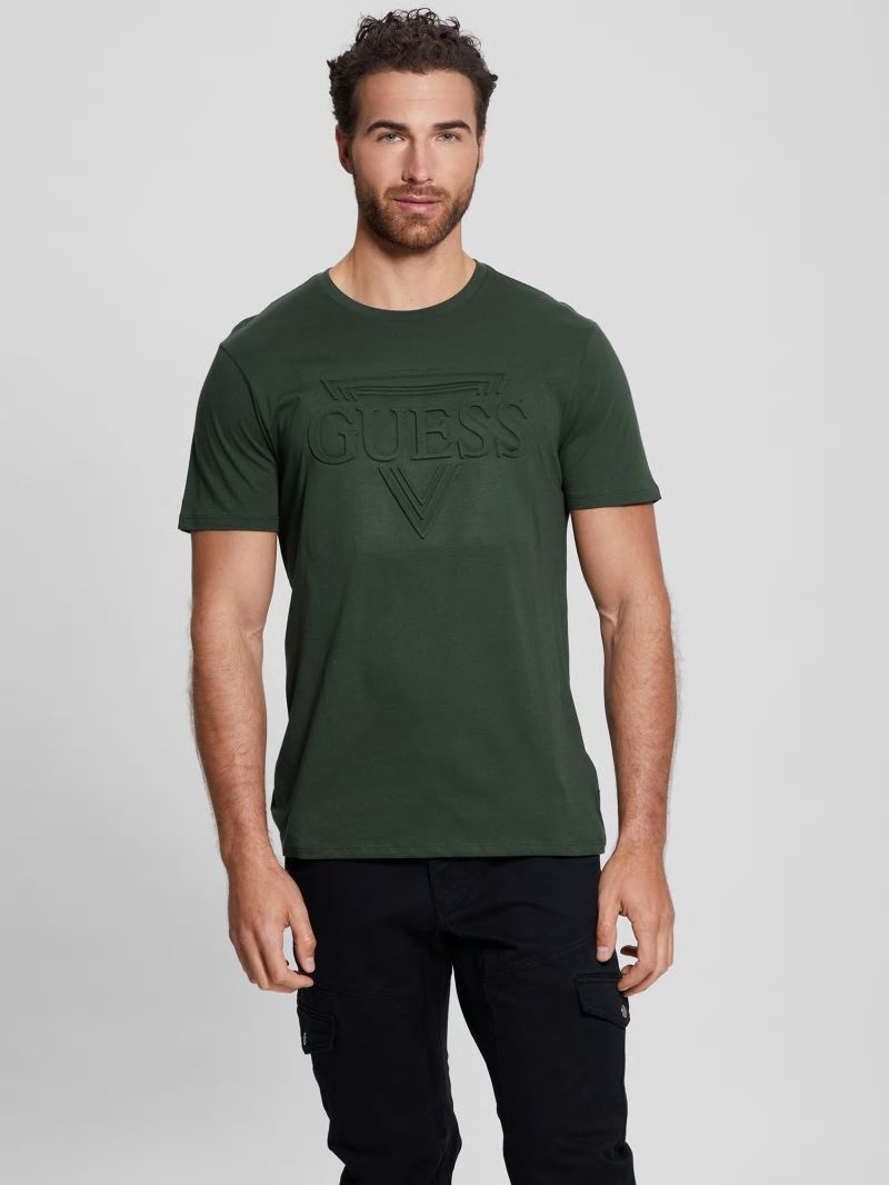 Guess Eco Embossed Logo Tee - Jungle Greens Guess Eco Embossed Logo Tee - Jungle Greens