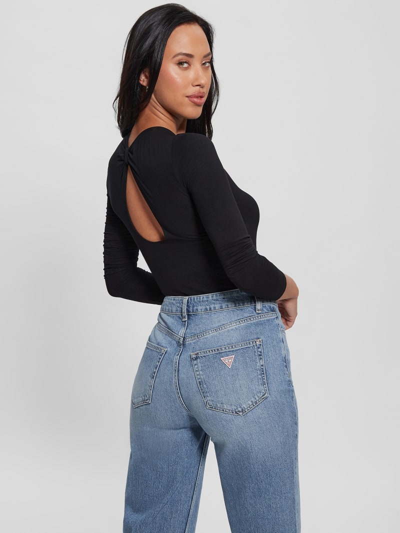 Guess Eco Rhinestone Triangle Long-Sleeve Bodysuit - Black Guess Eco Rhinestone Triangle Long-Sleeve Bodysuit - Black