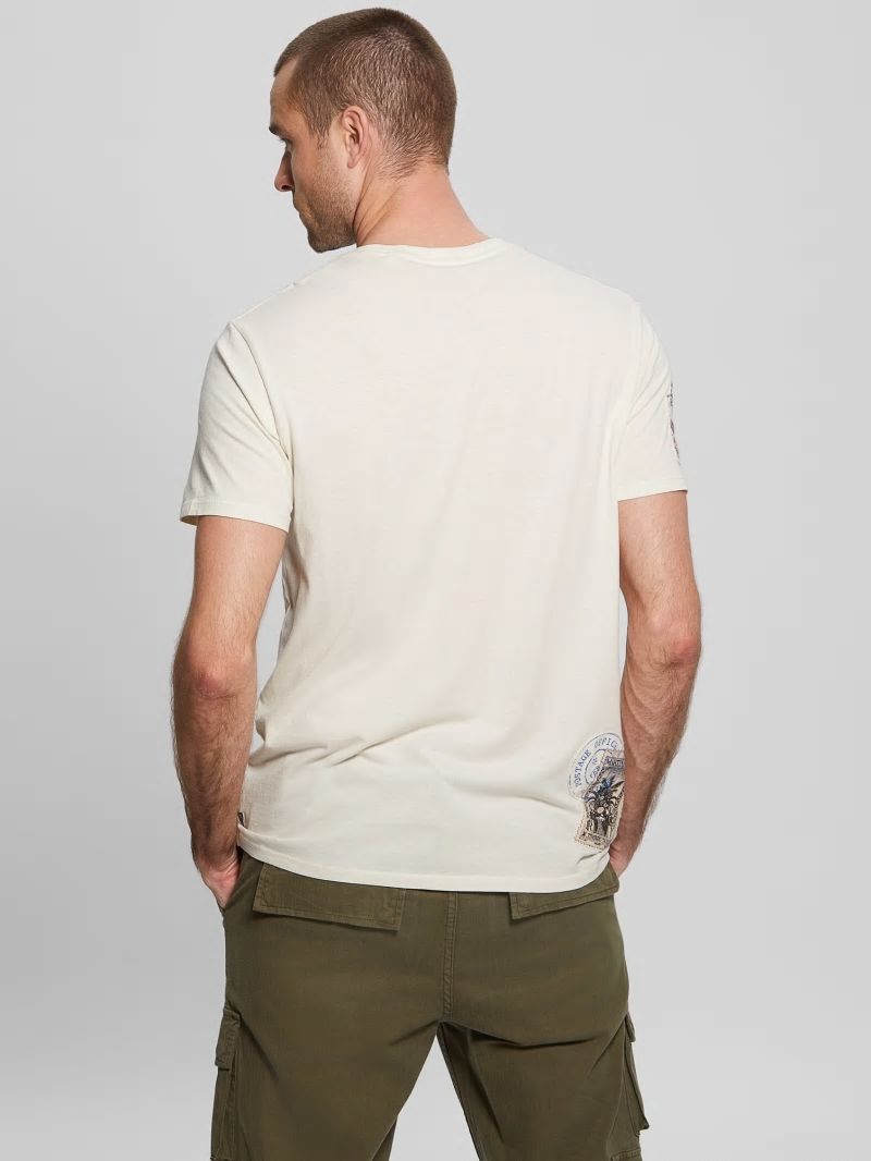 Guess Eco World Stamp Collage Tee - Aspen White Guess Eco World Stamp Collage Tee - Aspen White