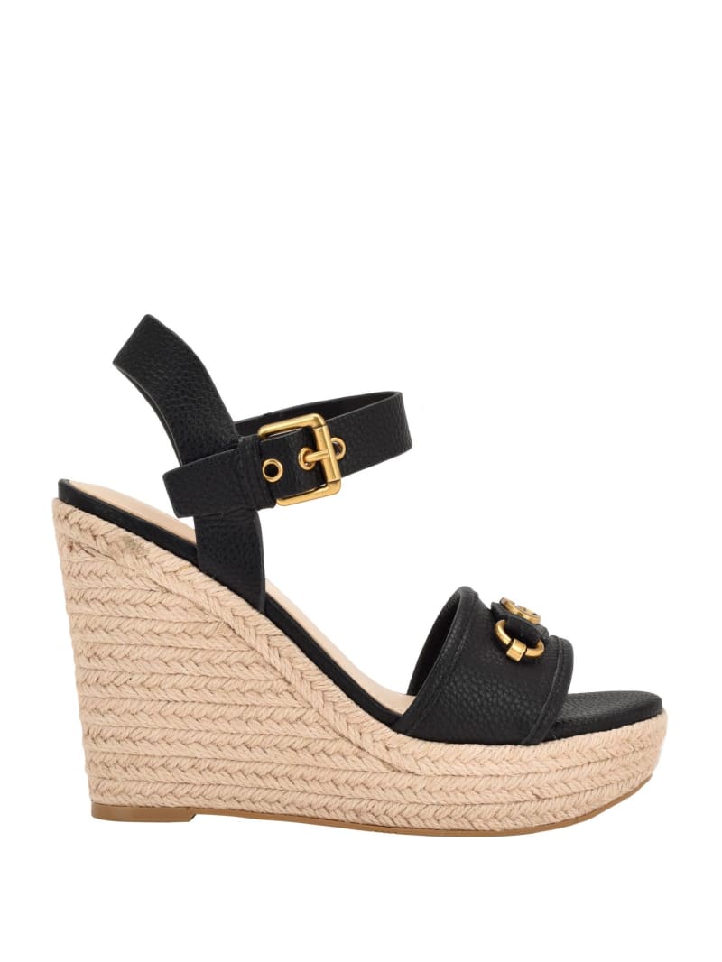 Guess Hisley Wedge Sandals - Black 002 Guess Hisley Wedge Sandals - Black 002