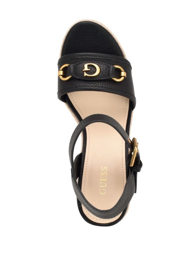 Guess Hisley Wedge Sandals - Black 002 Guess Hisley Wedge Sandals - Black 002