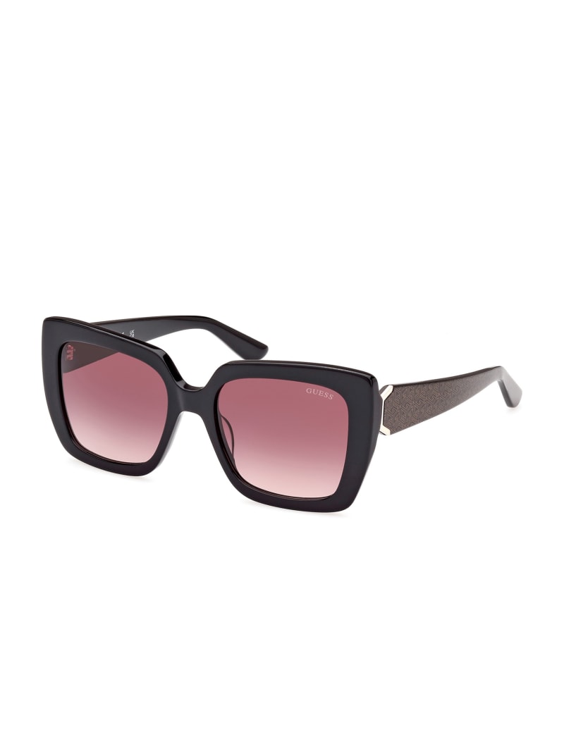 Guess Square Logo Print Plastic Sunglasses - Black Guess Square Logo Print Plastic Sunglasses - Black