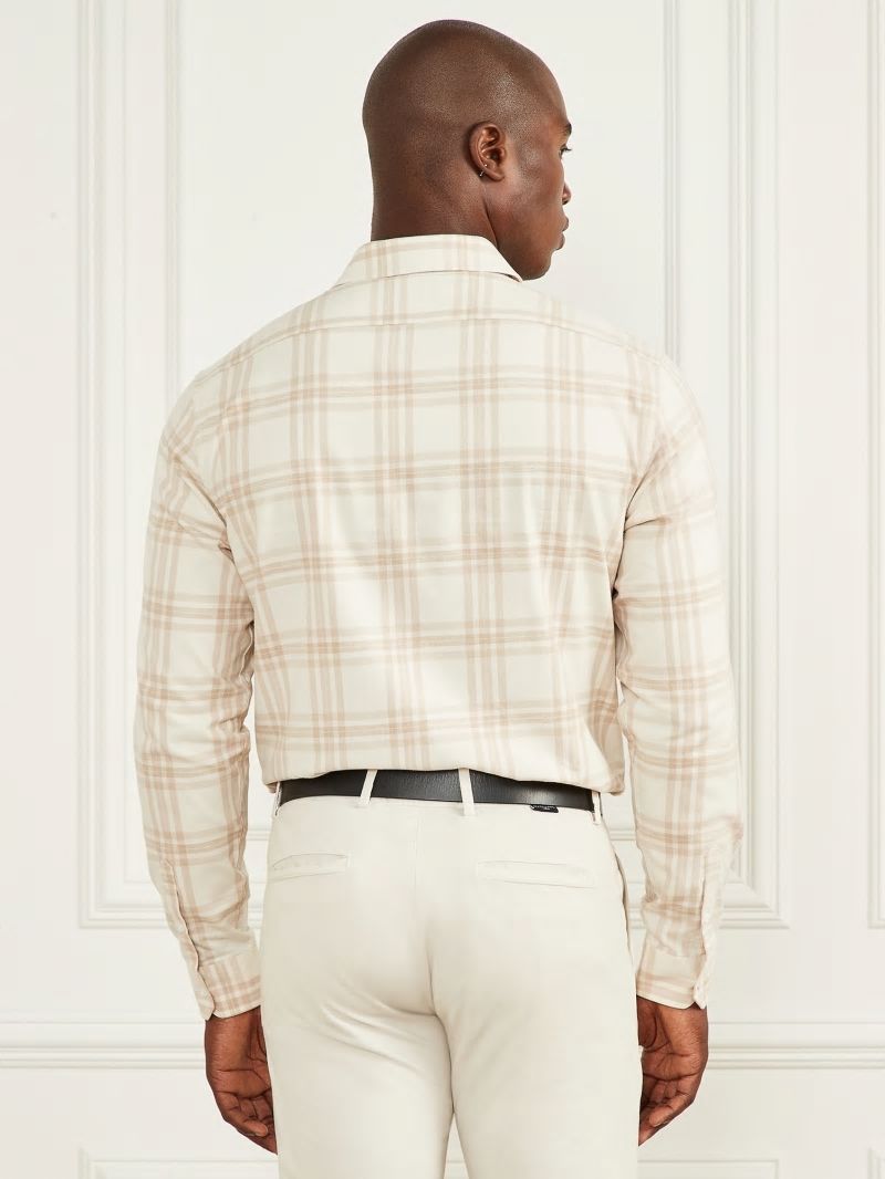 Guess Joe Plaid Shirt - Cream/Beige/Pink Check Guess Joe Plaid Shirt - Cream/Beige/Pink Check